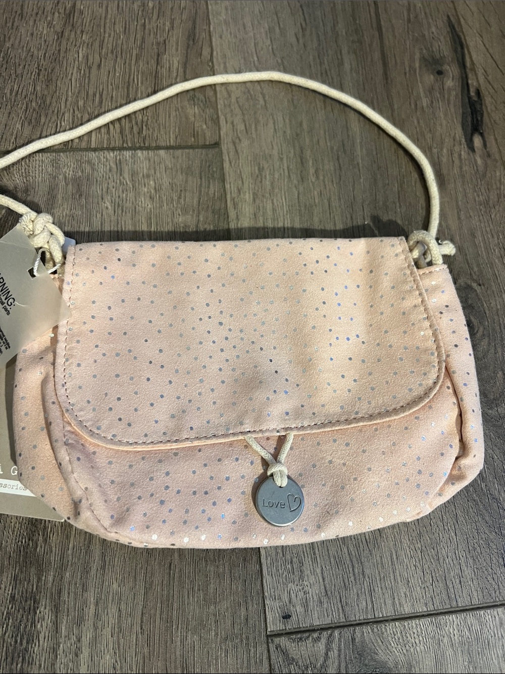 Nwt Zara girls pink Dot Crossbody Bag with Love Charm